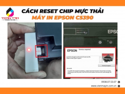 CÁCH RESET MÁY IN EPSON C5390 KHI BÁO LỖI FULL BỘ ĐẾM MỰC THẢI