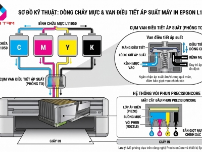 PHÂN TÍCH CÔNG NGHỆ ĐẦU PHUN VÀ CƠ CHẾ ĐIỀU TIẾT ÁP SUẤT TRÊN EPSON l11050