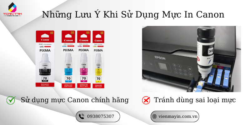 Những lưu ý khi sử dụng mực in canon