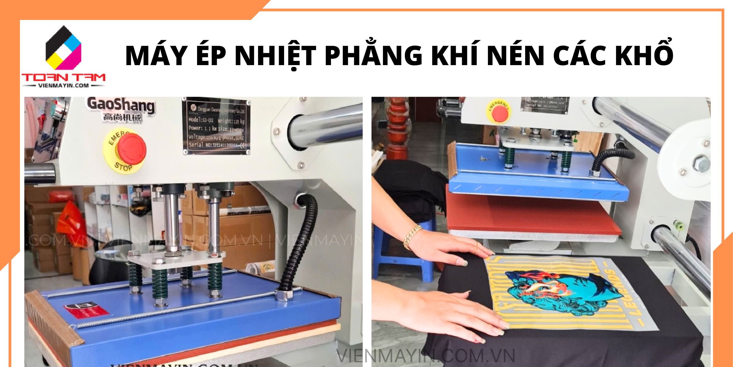 Cung cấp Máy Ép Nhiệt Phẳng Khí Nén Các Khổ 40x60, 40x50, 33x45 - 2 Mâm Tự Động