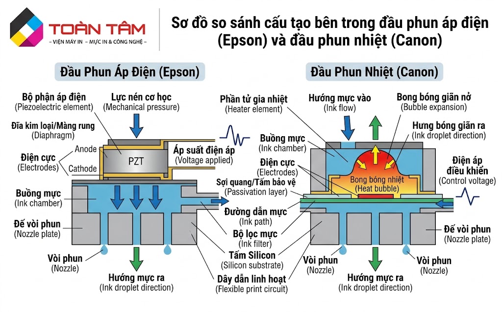 Kiểm tra độ bền đầu phun máy in màu Epson và Canon