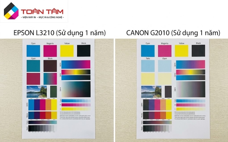 Kiểm tra độ bền đầu phun máy in màu Epson và Canon