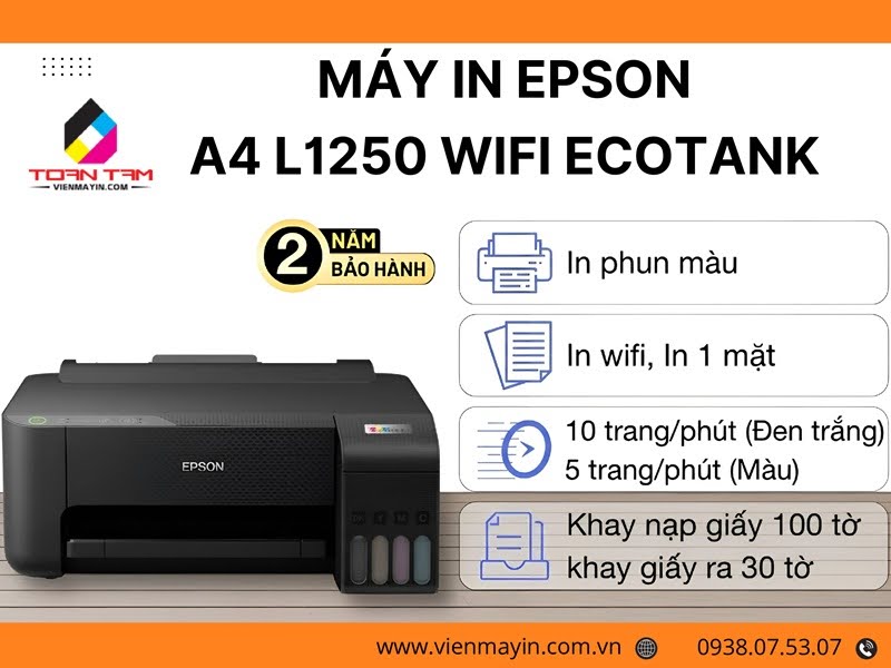 Máy In Epson A4 L1250 WIFI Ecotank