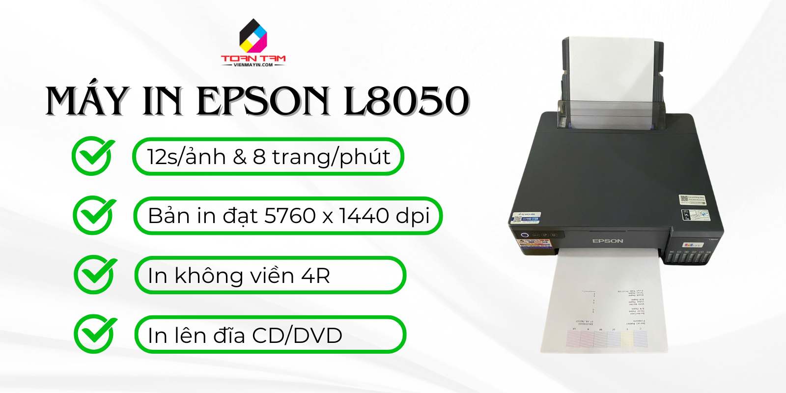 Máy in epson L8050 in ấn nhanh chóng, đẹp