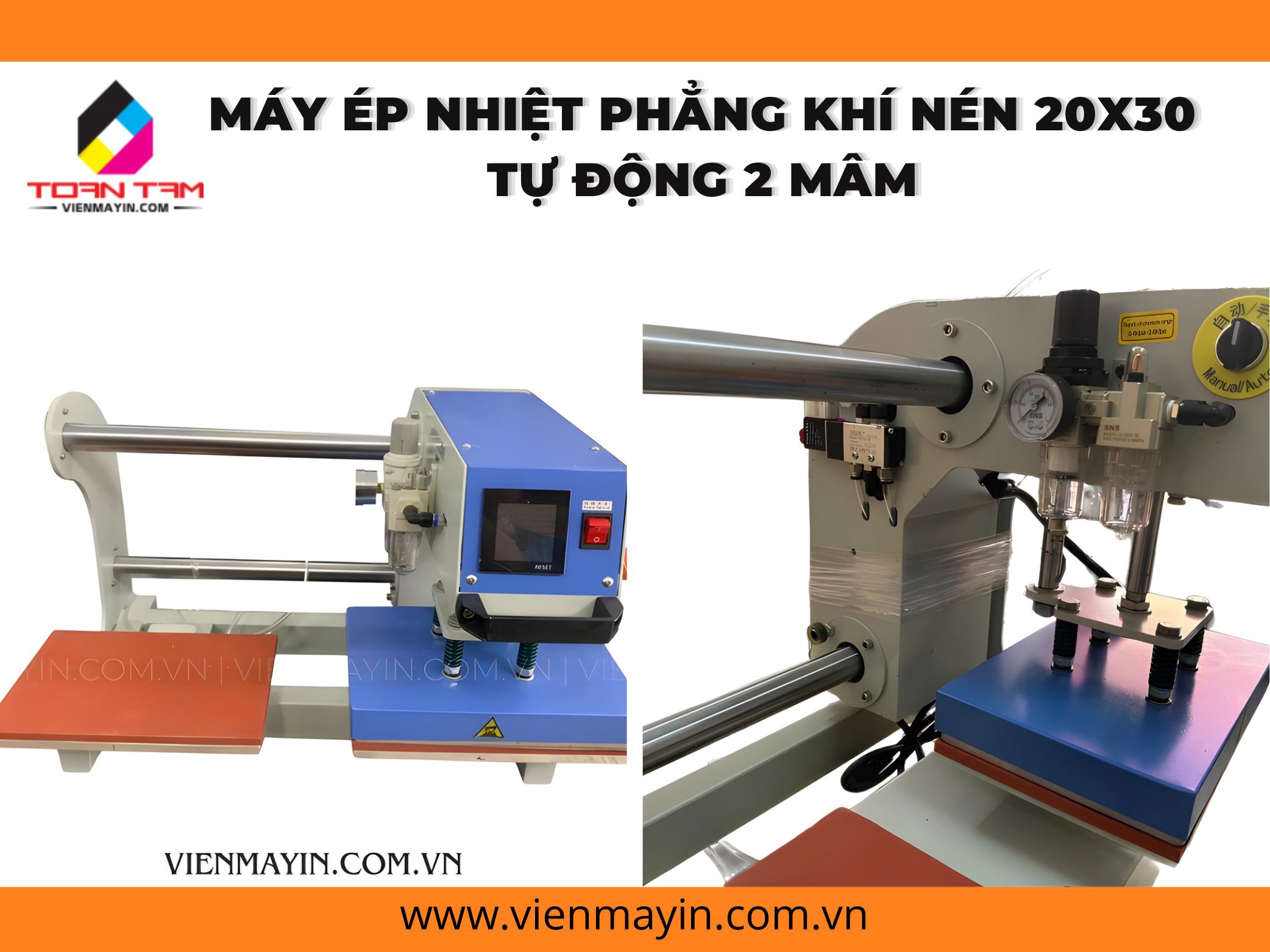 Máy ép nhiệt phẳng khí nén 20x30 tự động 2 mâm