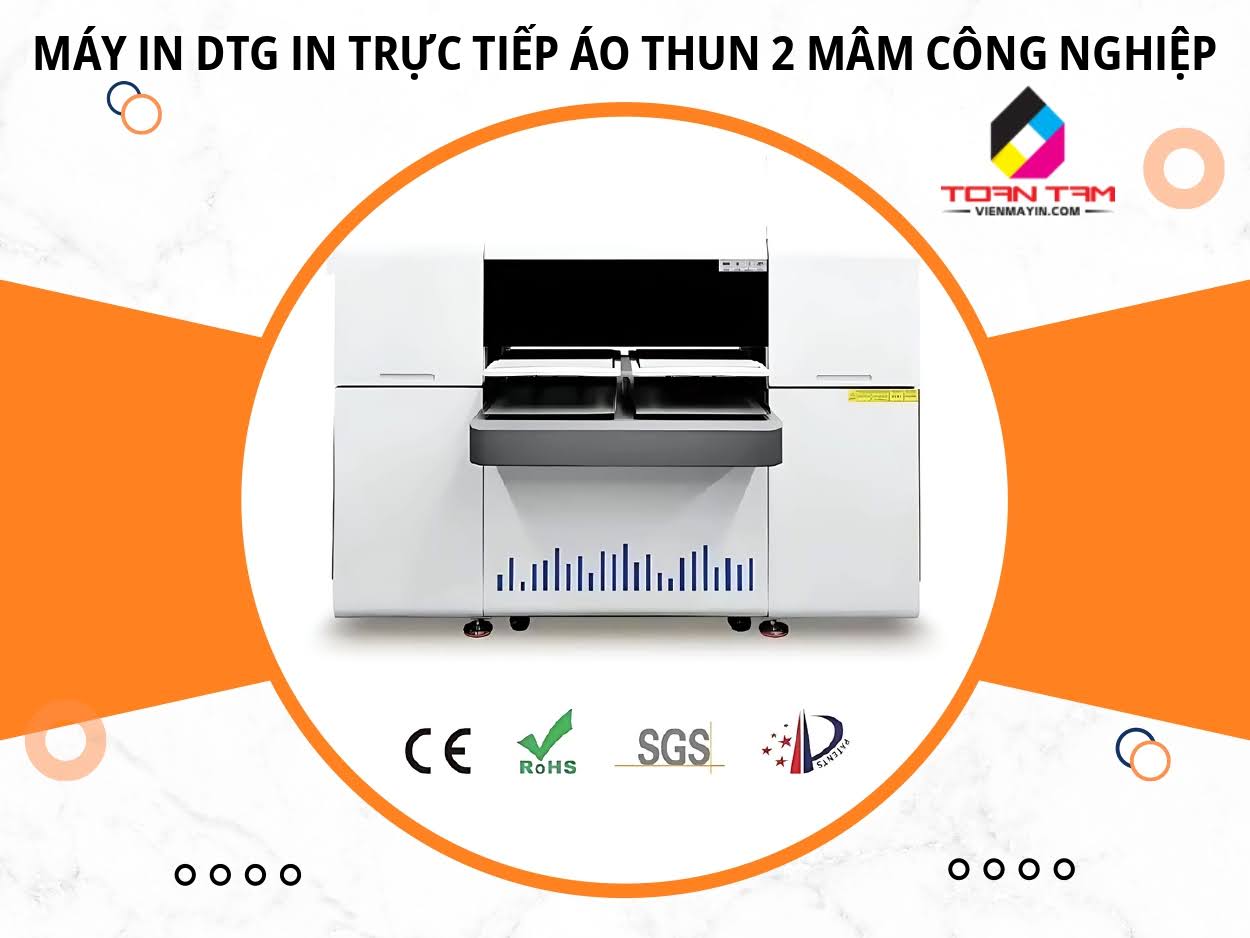 máy In DTG In Trực Tiếp áo Thun 2 Mâm Công nghiệp