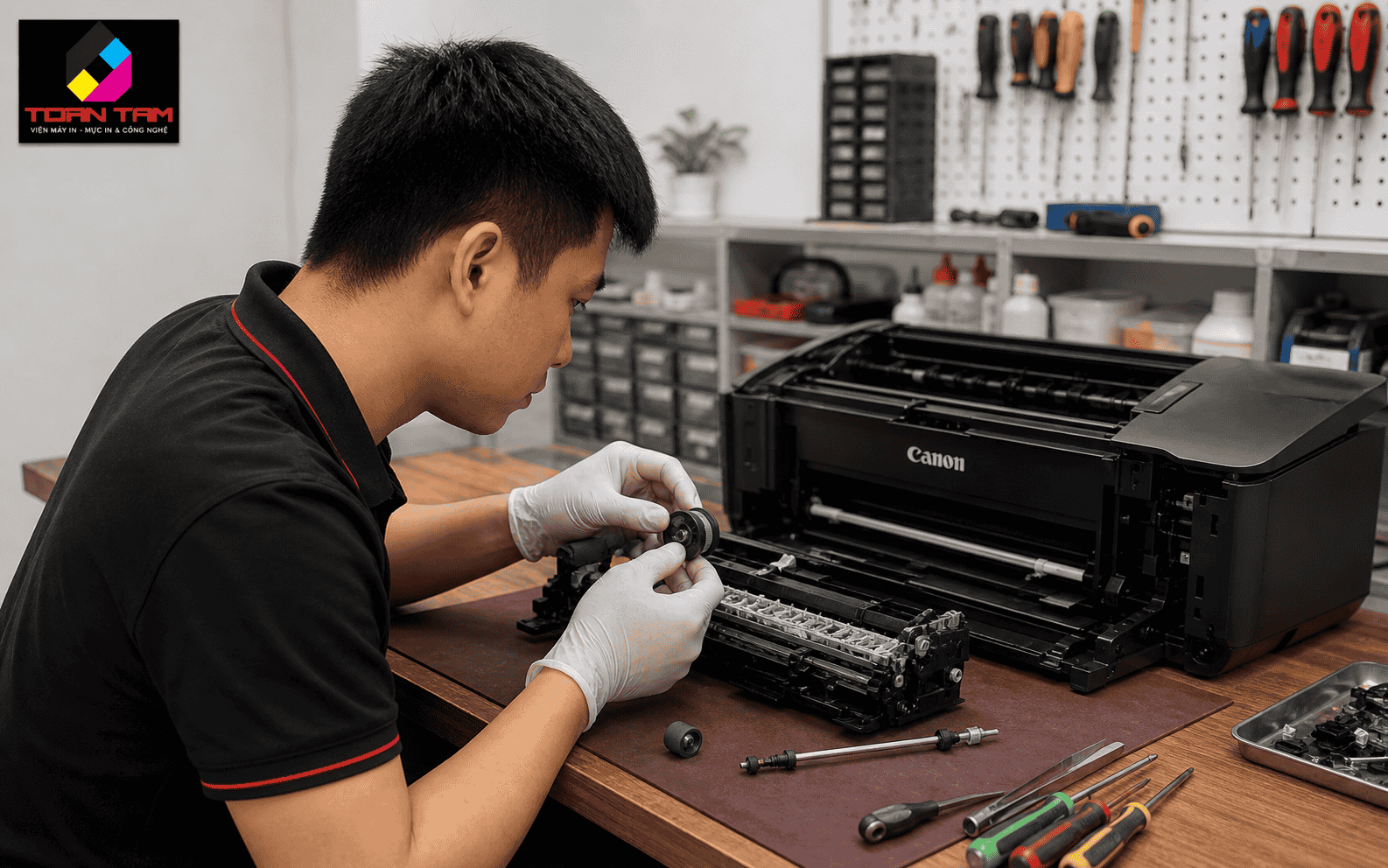 Quy trình thay thế quả đào cao su chính hãng cho máy in Canon iX 6770