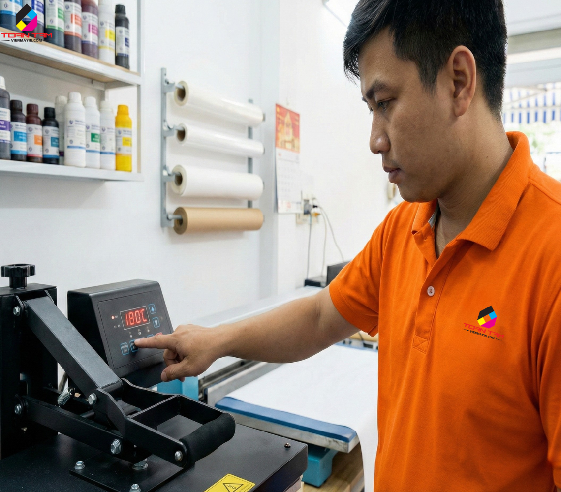 chỉnh nhiệt độ máy ép nhiệt