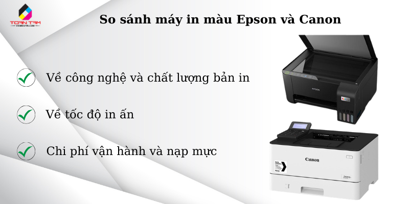 so sánh máy in màu epson và canon