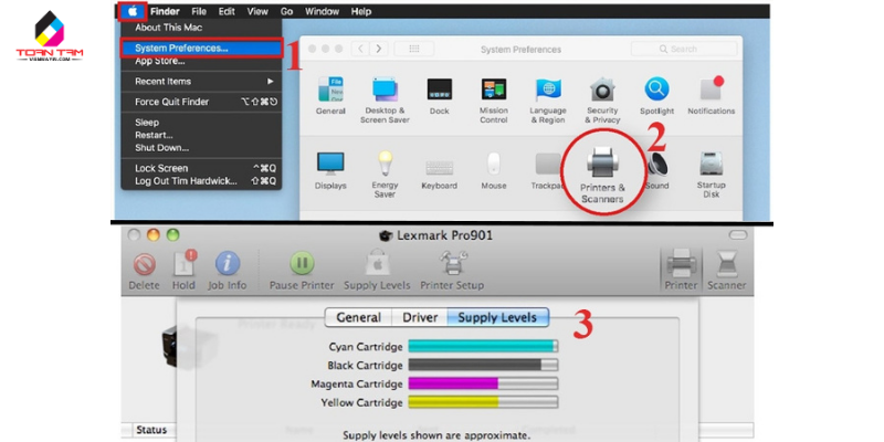 cách kiểm tra lượng mực còn lại trong máy