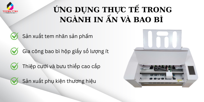 ứng dụng thực tế Máy Cắt Bế Decal S350II