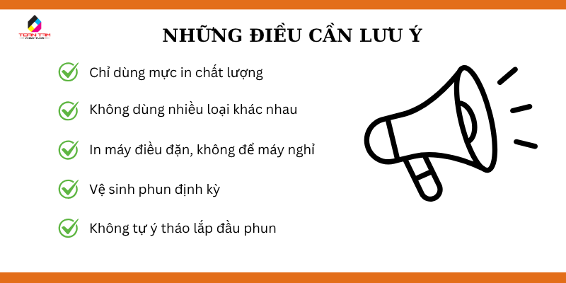 điều lưu ý khi dùng đầu phun epson l8050