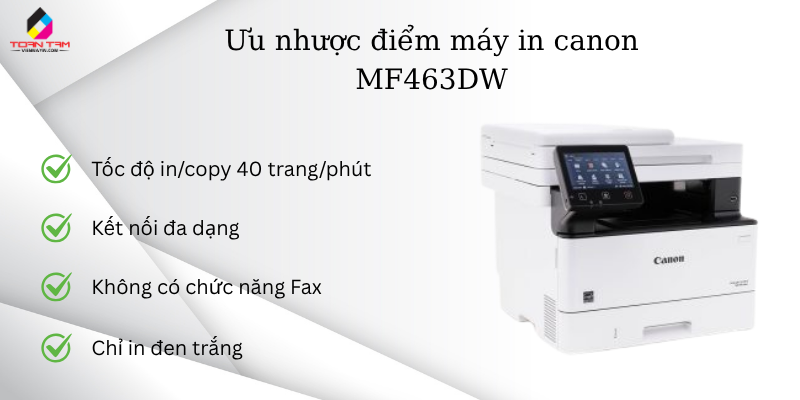 ưu nhược điểm máy in canon mf 463dw