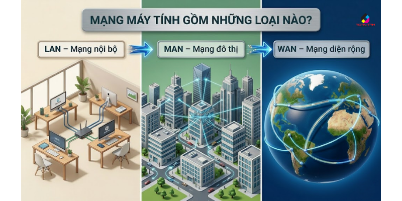 mạng máy tính được phân mấy loại 