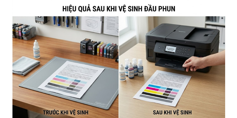 sau khi vệ sinh đầu phun máy in
