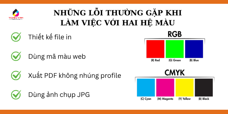 những lỗi thường gặp khi gặp 2 hệ màu rgb và cmyk