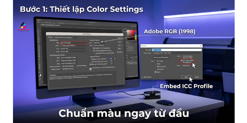 thiết lập color settings icc profile