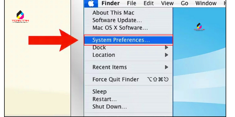 Nhấp vào biểu tượng Apple → chọn System Preferences.
