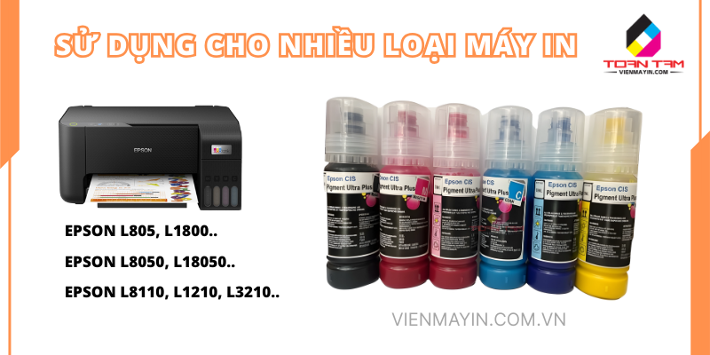 Mực In Epson Ecotank Pigment Ultra Plus 500ml In Decal, Thẻ Nhựa PVC, Giấy Couche Dễ Dàng