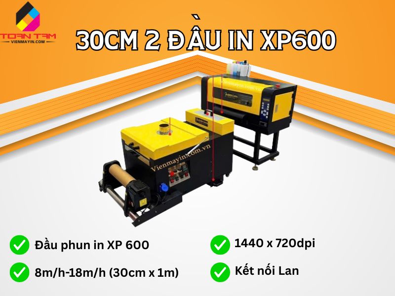 Máy in PET chuyển nhiệt 30cm 2 đầu in lên áo thun
