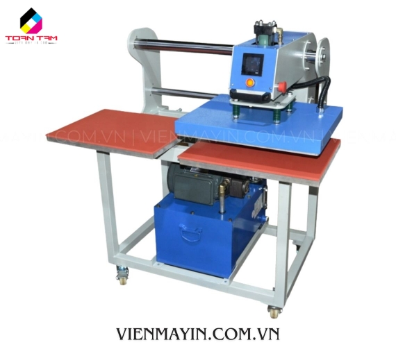 MÁY ÉP NHIỆT PHẲNG THỦY LỰC 40X60 2 MÂM KÉO ĐẦU