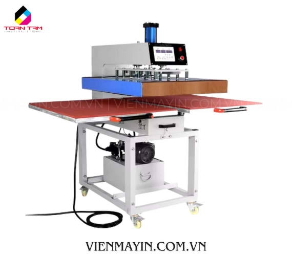 MÁY ÉP NHIỆT PHẲNG THỦY LỰC 60X80 2 MÂM KÉO BÀN